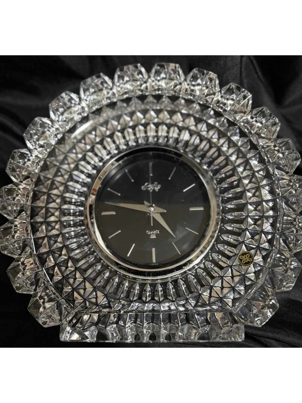 Lofty Hoya Japan Crystal Mantle Clock - Vintage - 10" - With Box